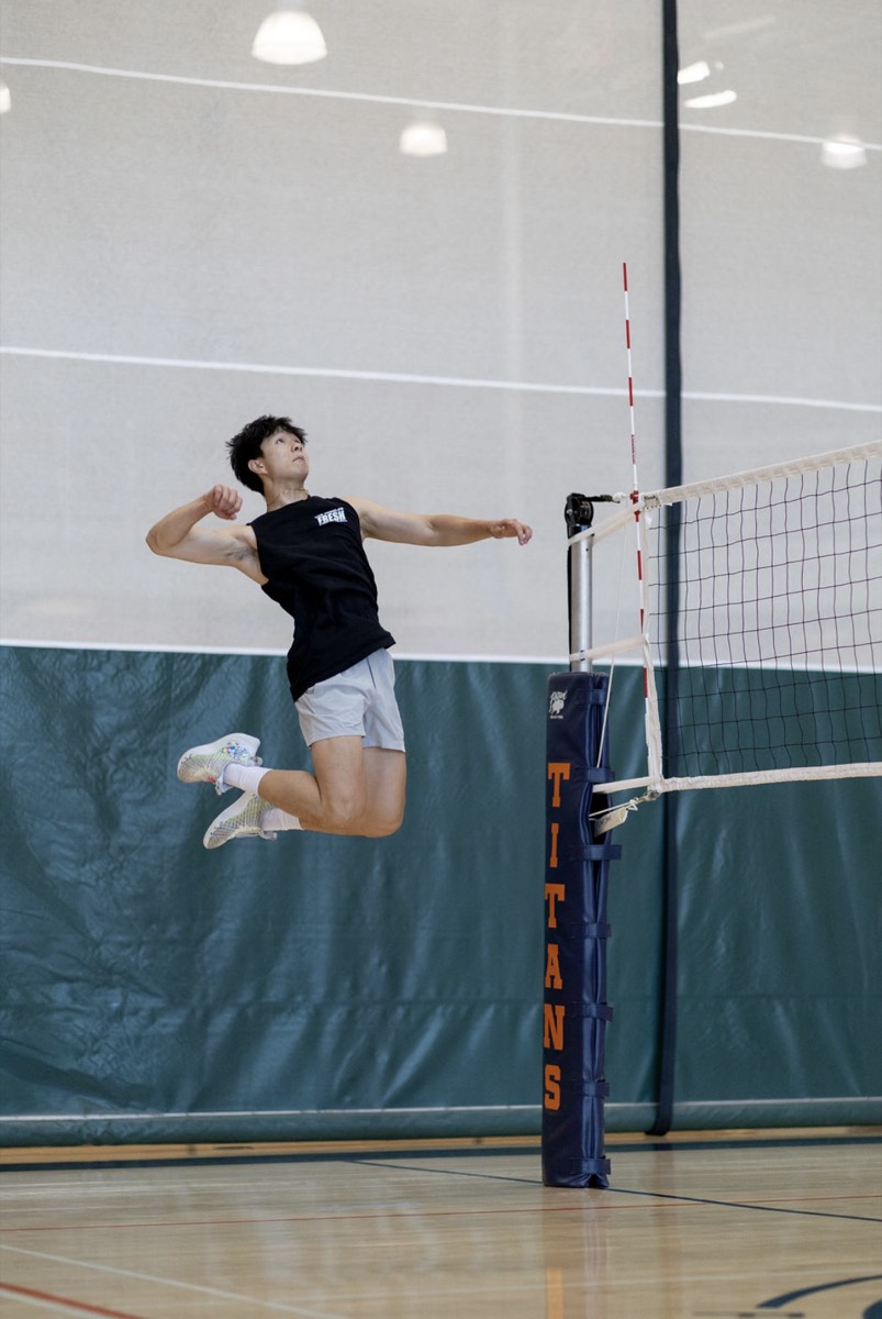 Playing volleyball